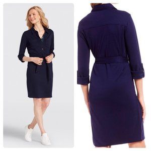 Draper James Navy Blue Quarter Button Shirtdress